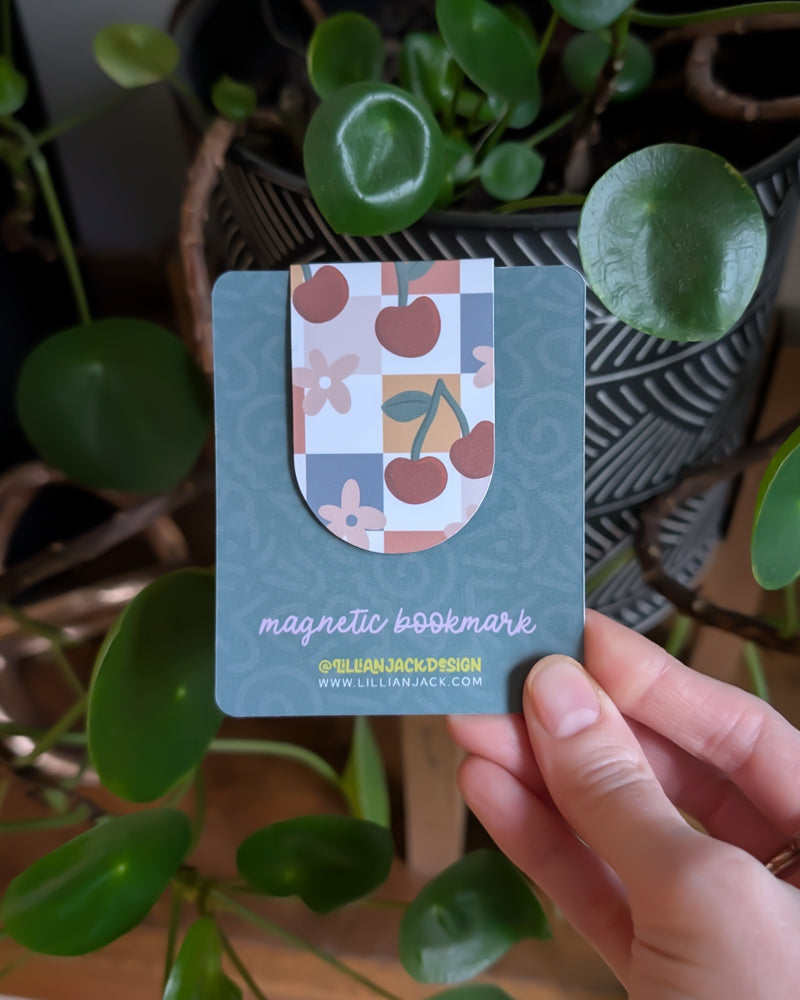 Cherry Patterned Magnetic Bookmark