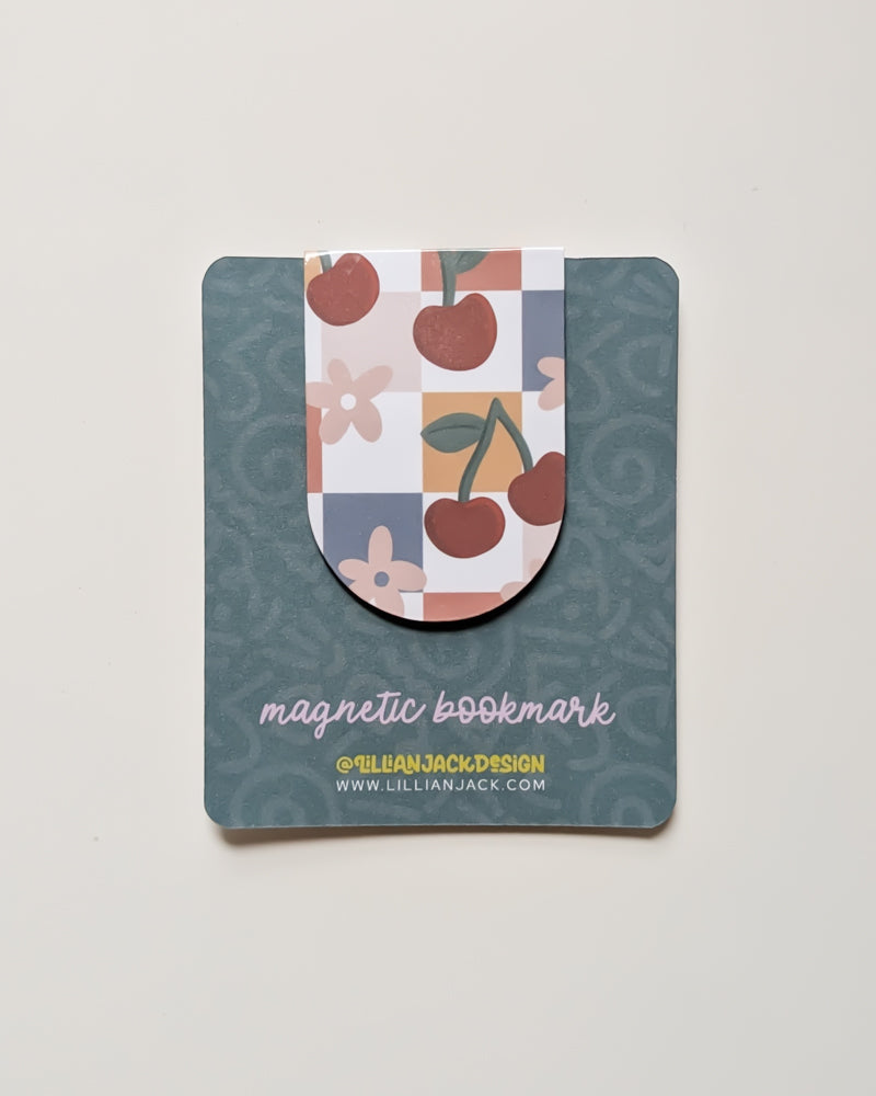 Cherry Patterned Magnetic Bookmark