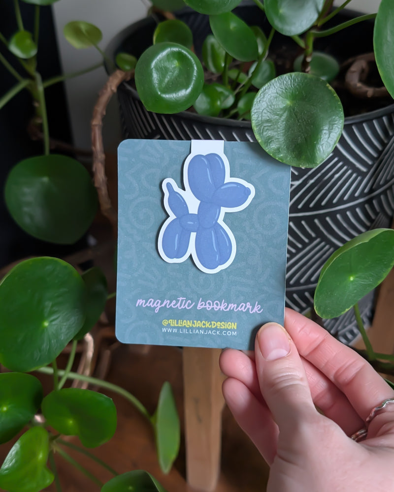Balloon Dog Magnetic Bookmark (Blue)