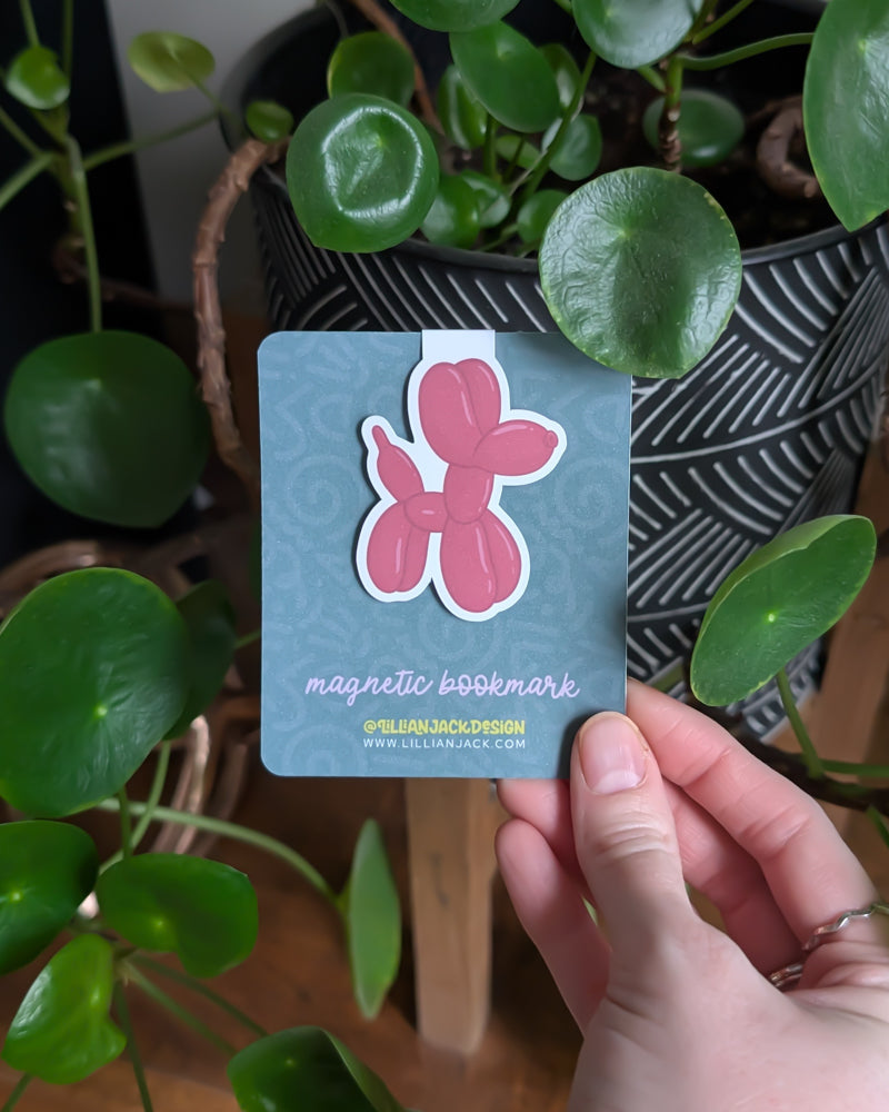 Balloon Dog Magnetic Bookmark (Pink)