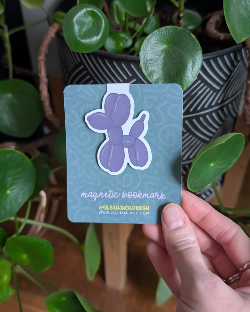 Balloon Dog Magnetic Bookmark (Purple)